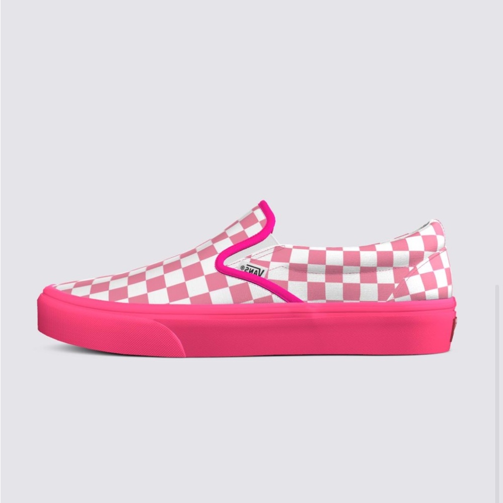 New Vans Pink and White Checkered Slip-On Sneakers
